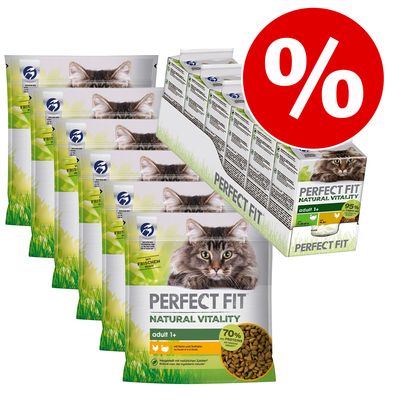 6 x 650 g Perfect Fit Natural Vitality Adult + 6 x 50 g Nassfutter zum Sonderpreis!