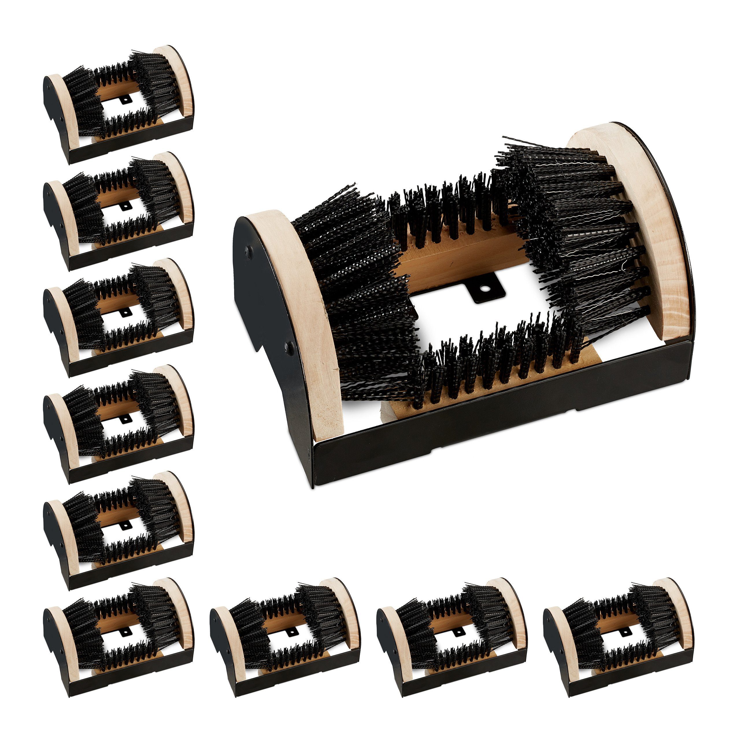 relaxdays Schuhabtropfschale 10 x Schuhabstreifer mit Rundum-Bürsten