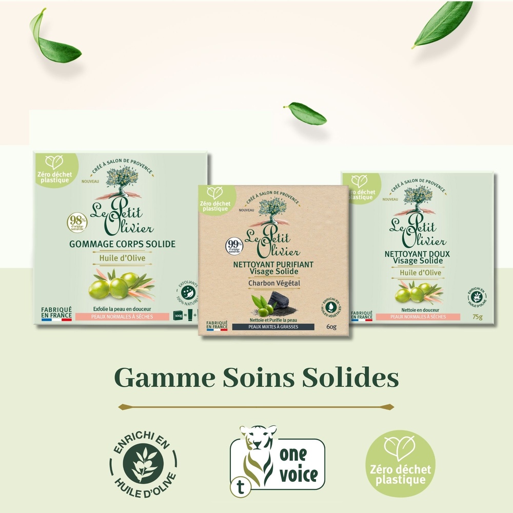le petit olivier Nettoyant Purifiant Visage Solide Charbon Végétal Nettoyant Purifiant Solide - Peaux Mixtes à Grasses