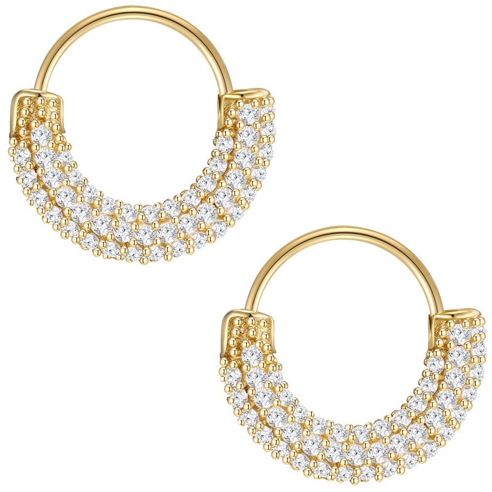 Glanzstücke München Créoles en argent Argent sterling Oxyde de zirconium (CZ) en Or jaune Boucles d'oreilles