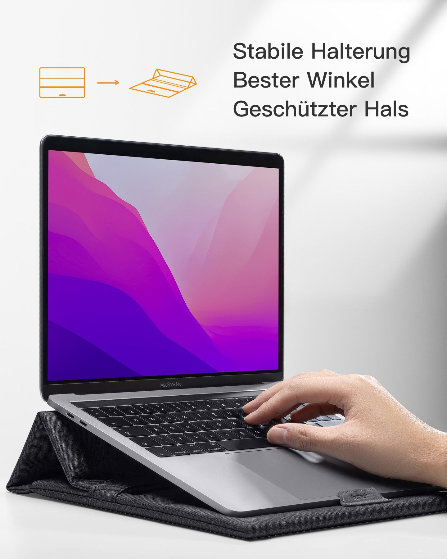 Inateck Laptop-Hülle 13 Zoll Laptop Tasche mit Standfunktion Zubehörtasche 33 cm (13 Zoll), klappbar