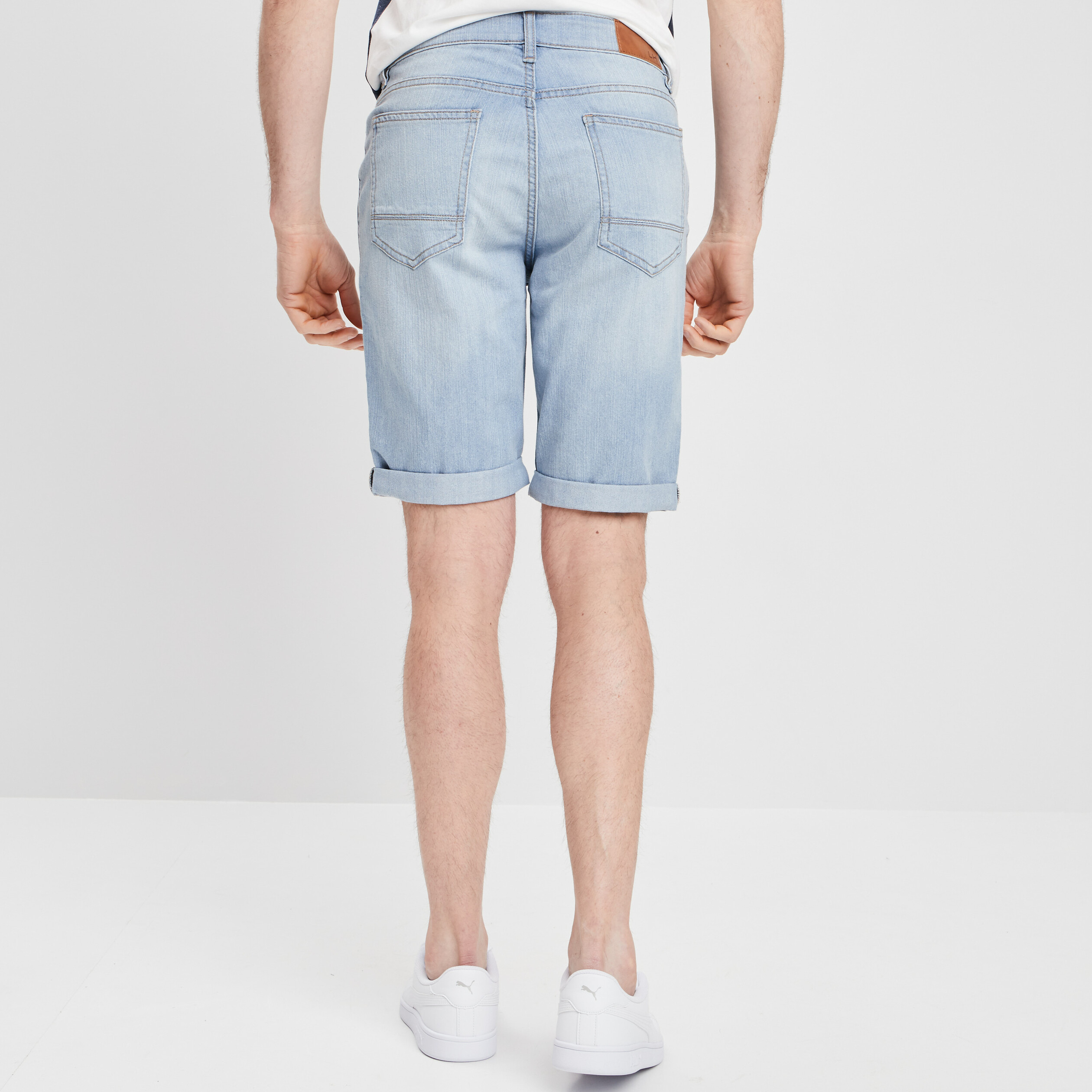 Bermuda regular en jean denim bleach homme | La Halle
