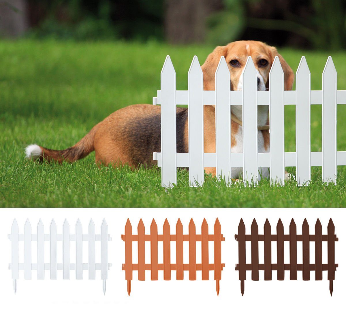 BigDean Gartenzaun Classic Weiß 3,22m x 0,35m Beetbegrenzung Beeteinfassung