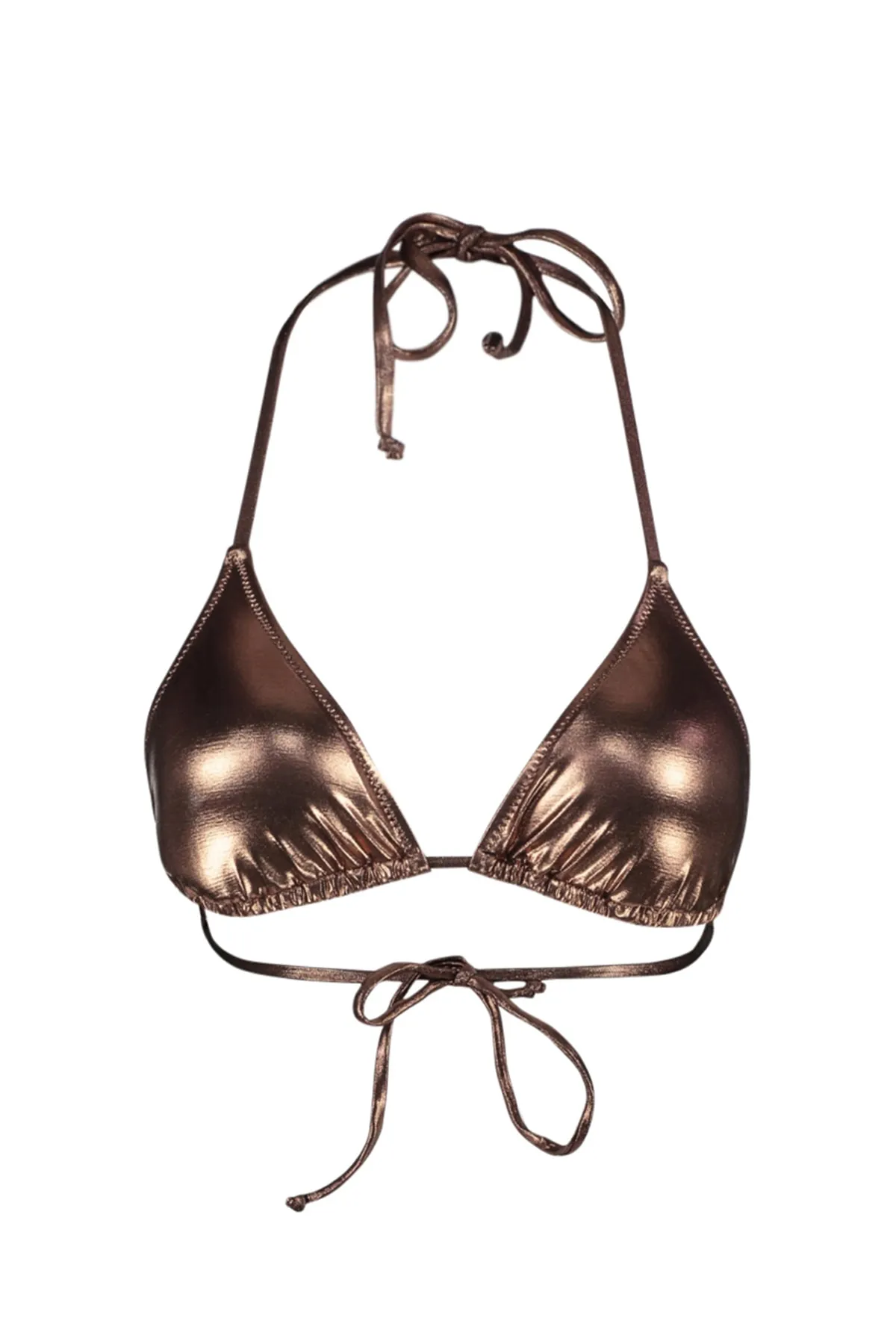 Trendyol Collection  Braunes Triangel-Bikinioberteil mit glänzendem Lackdruck TBESS23BU00383