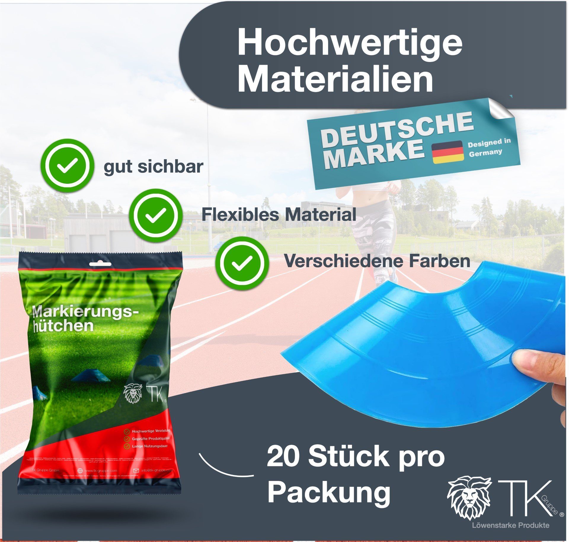 TK Gruppe Markierungshütchen 20x Markierungshütchen Hütchen Kegel für Slalom Trainingszubehör (20 St)
