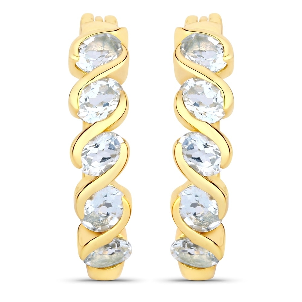 Rafaela Donata Boucles doreilles Argent sterling Topaz bleu en Or jaune Bijoux