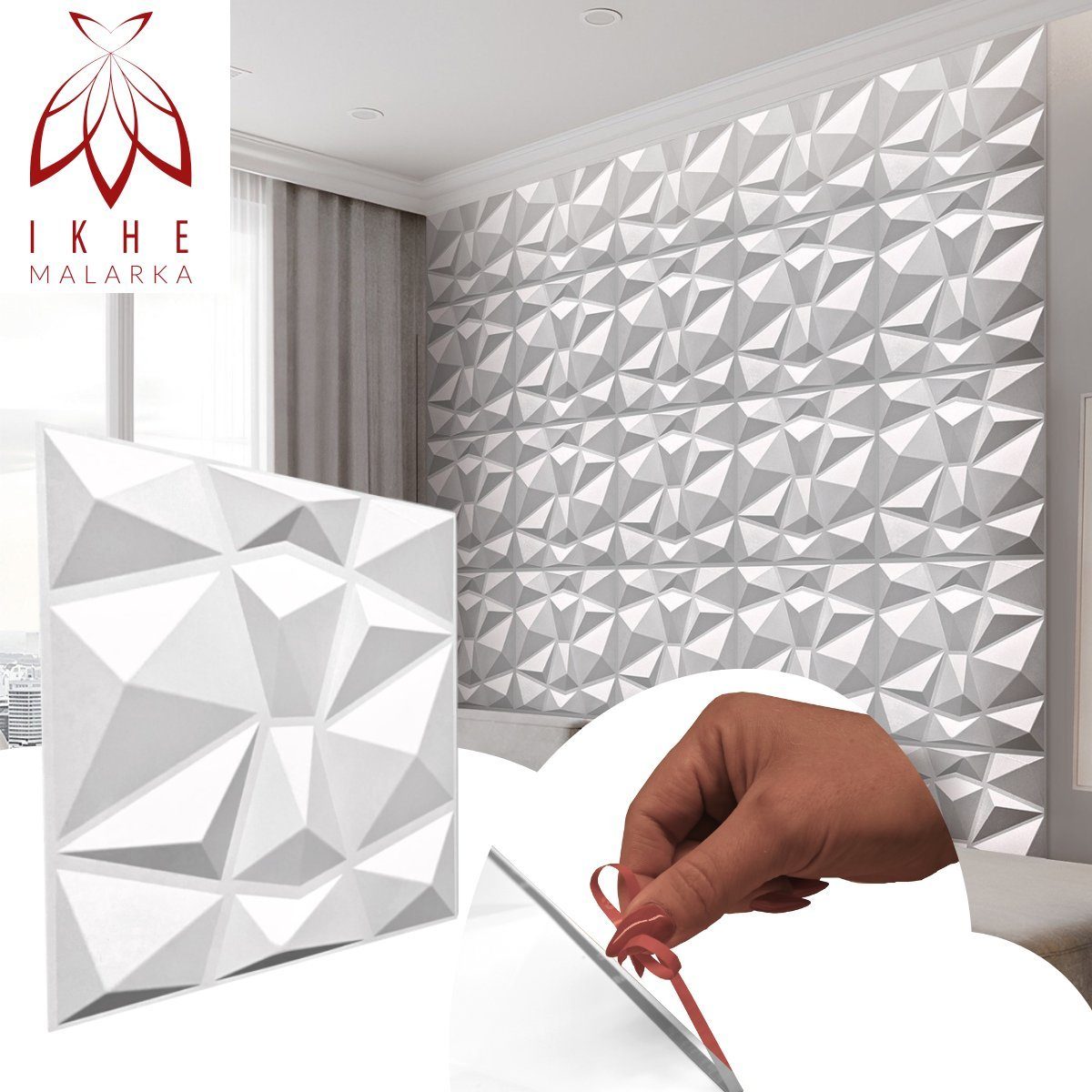 IKHEMalarka 3D Wandpaneel Selbstklebend 3D Paneele, PVC Kunststoffpaneele, BxL: 50,00x50,00 cm, 0,25 qm, (1 Stück, 0,25 m) Wandpaneele Gaming Zimmer Wand Decke