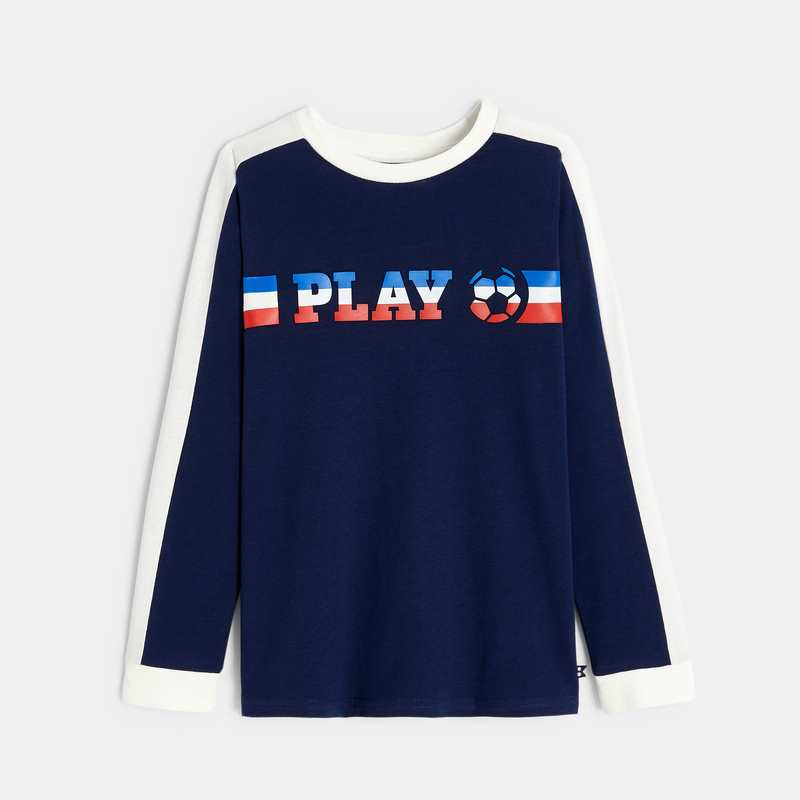 T-shirt manches longues foot bleu garçon