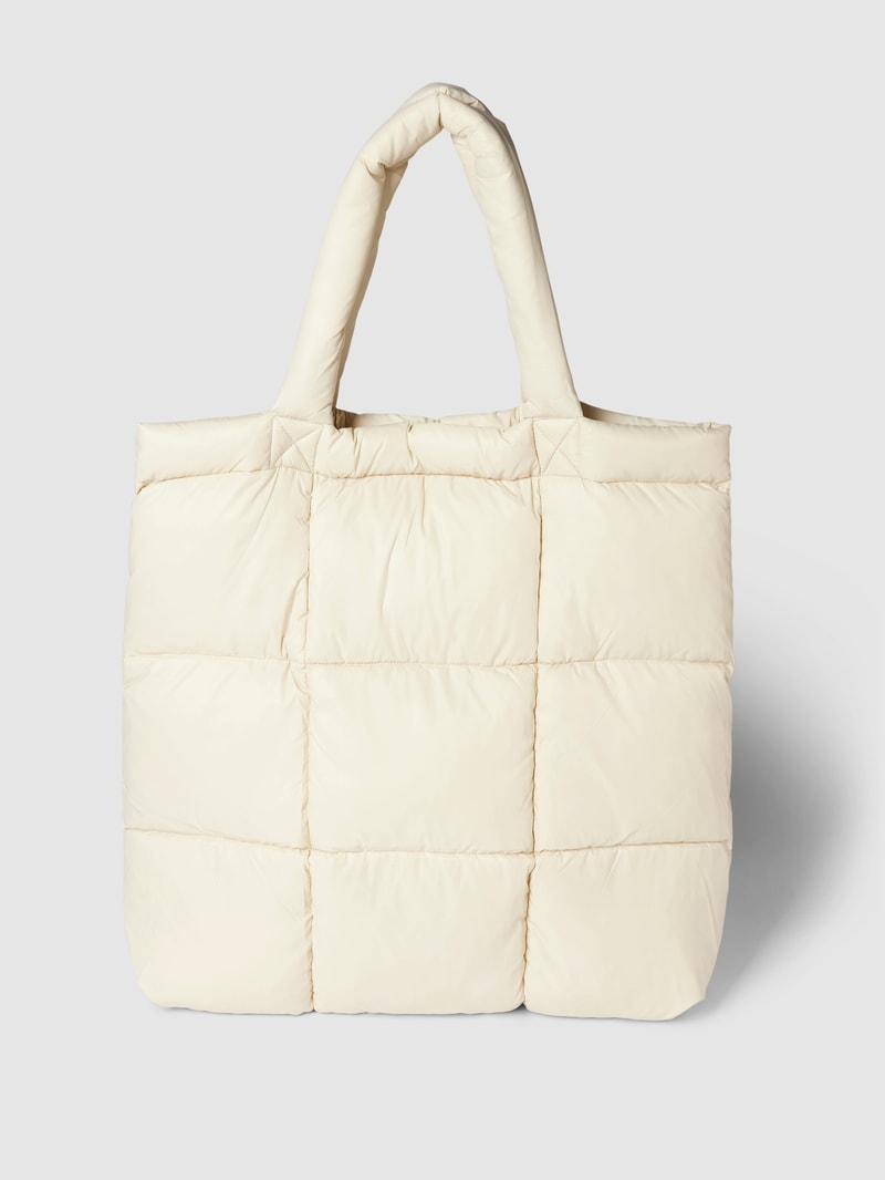 Shopper mit Steppnähten in beige