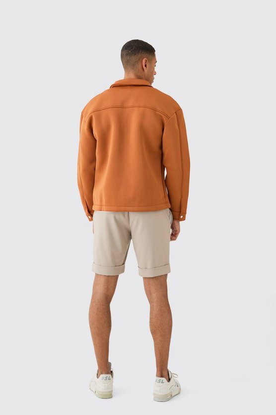 Kastiges Neopren Overshirt mit Reißverschluss