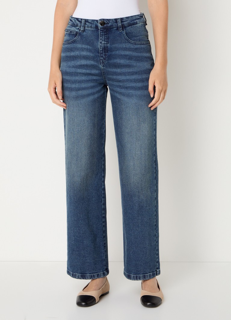 Calça jeans OPUS de cintura média e pernas largas com lavagem média.