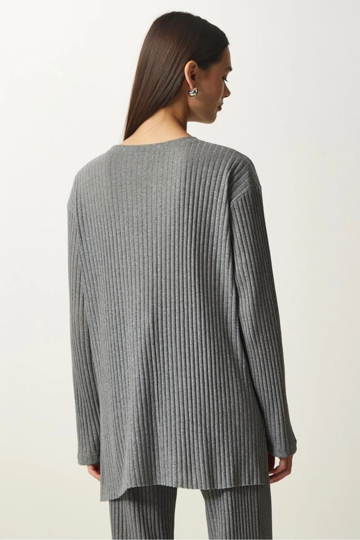 Know  Damen-Set aus Bluse und Hose aus geräuchertem Kordelstrick