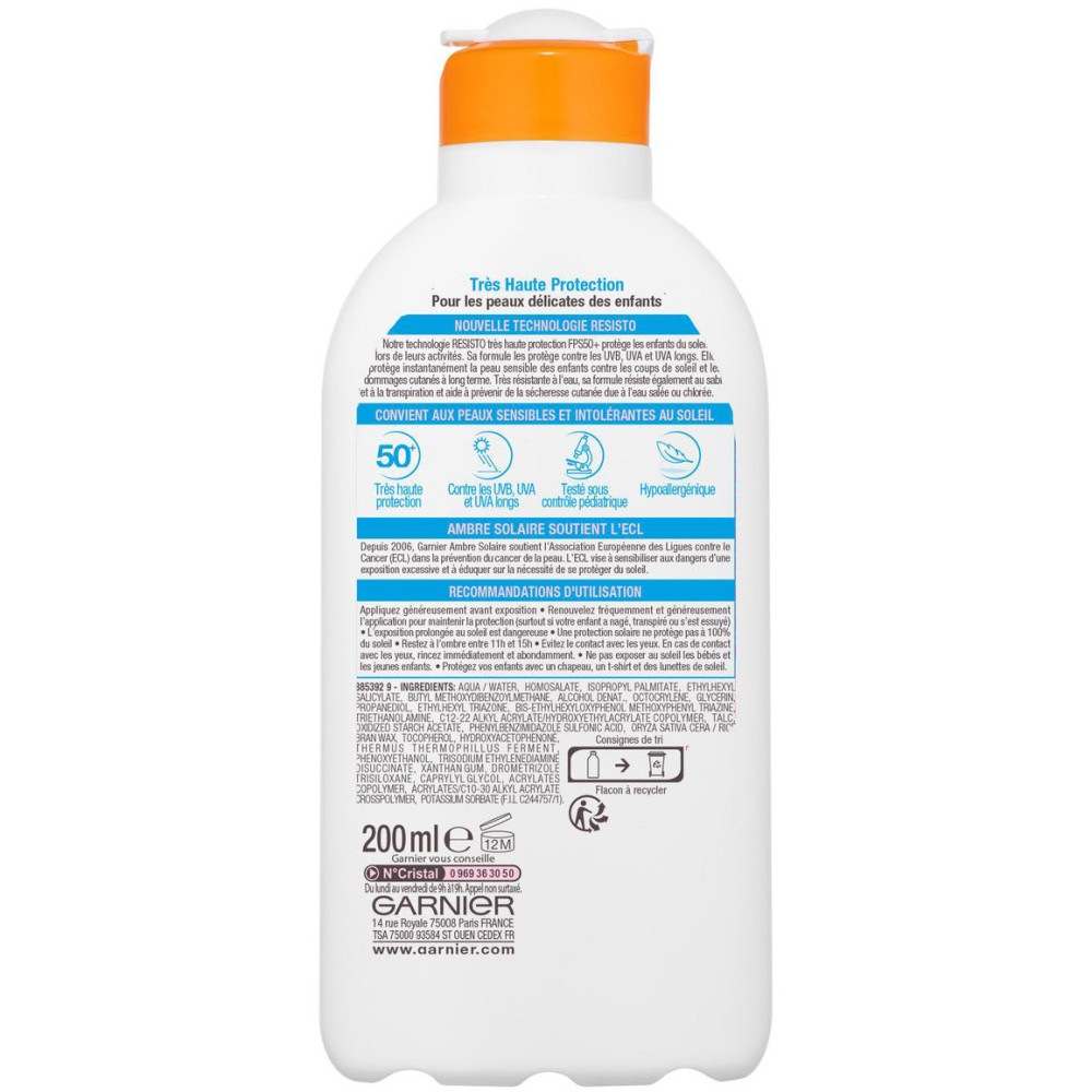Garnier Lait Solaire Enfant Sensitive Expert + SPF50+