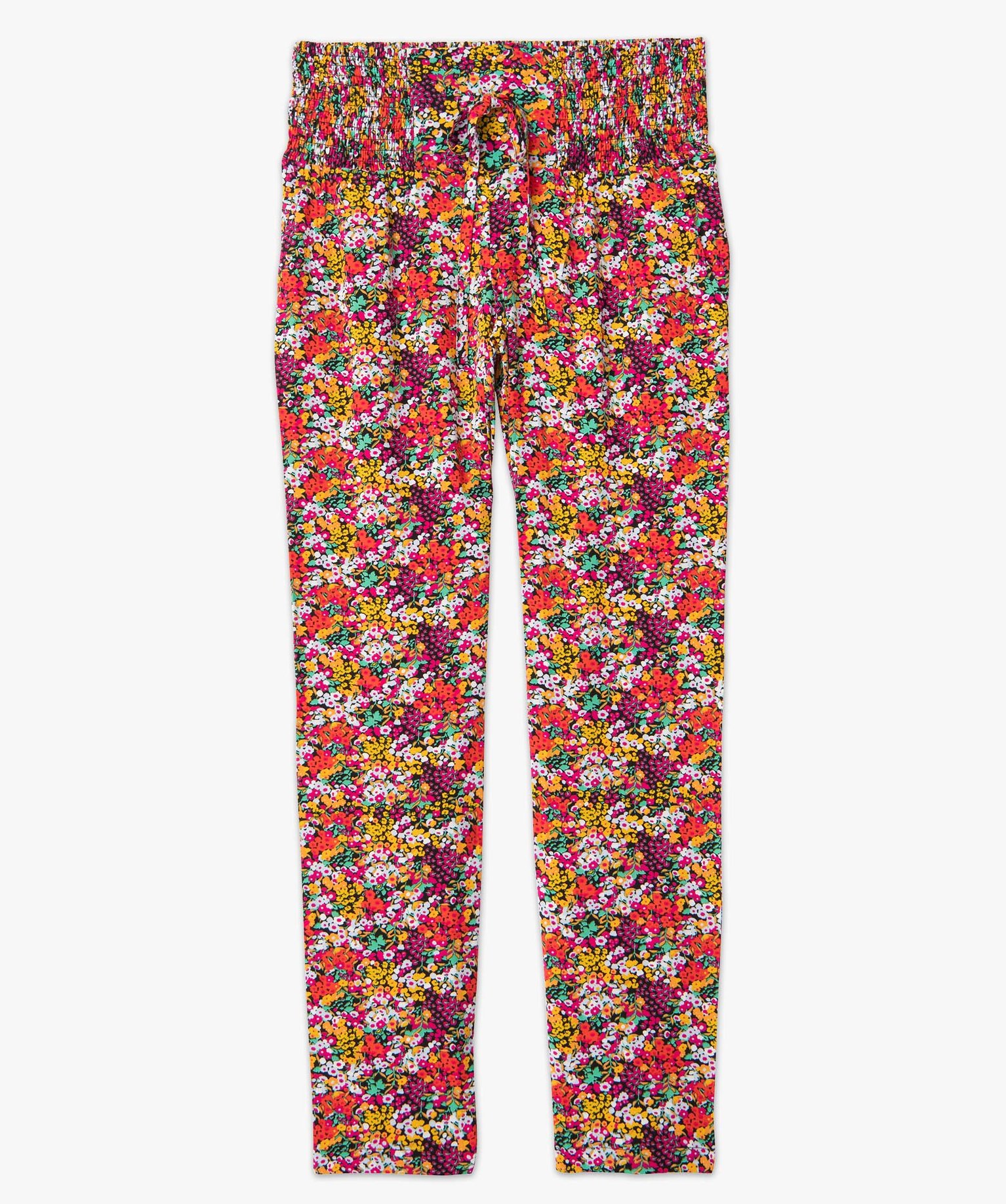 Pantalon de grossesse imprimé fluide à taille smockée divers | GEMO