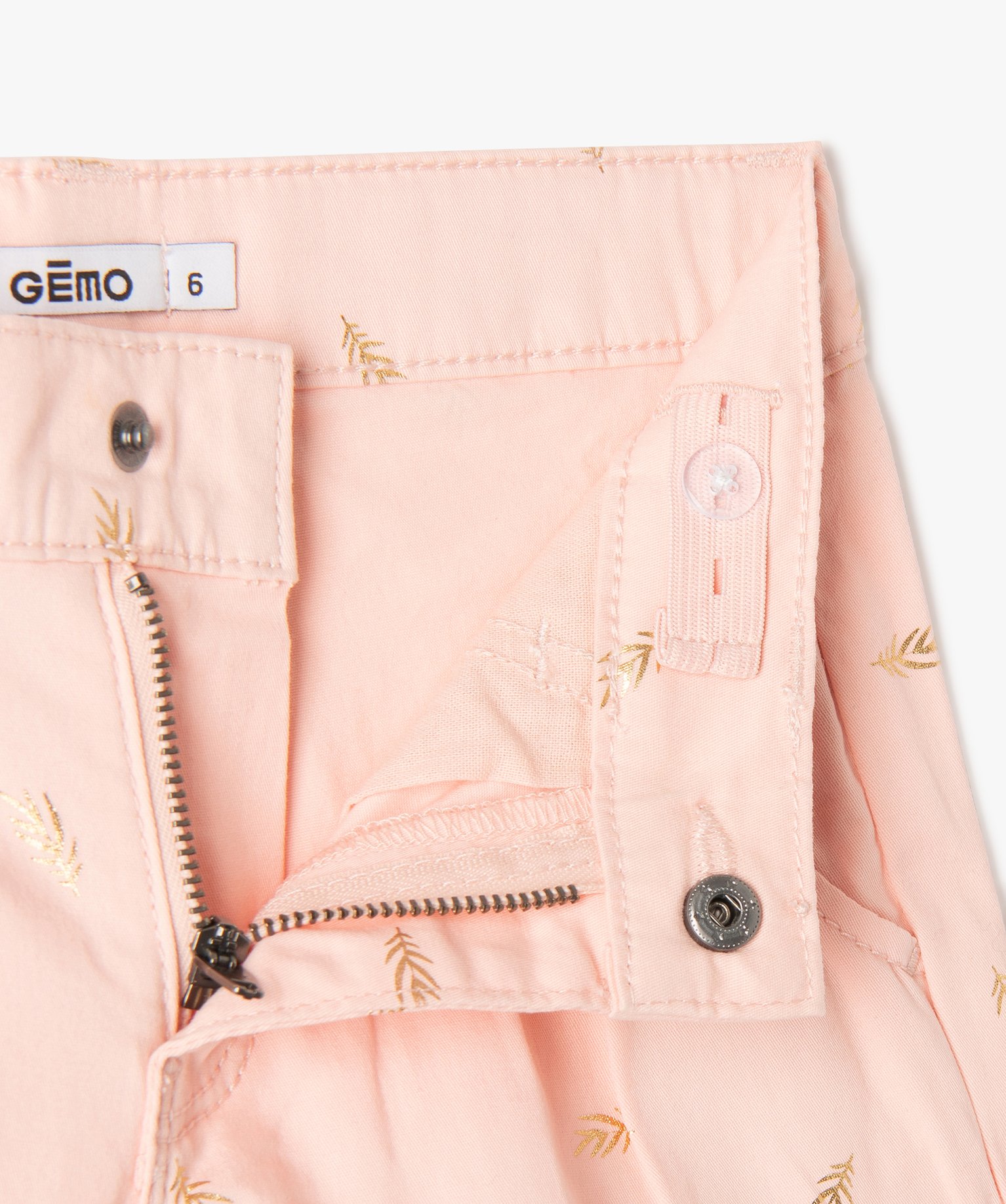 Short fille large en toile de coton avec motifs scintillants rose | GEMO