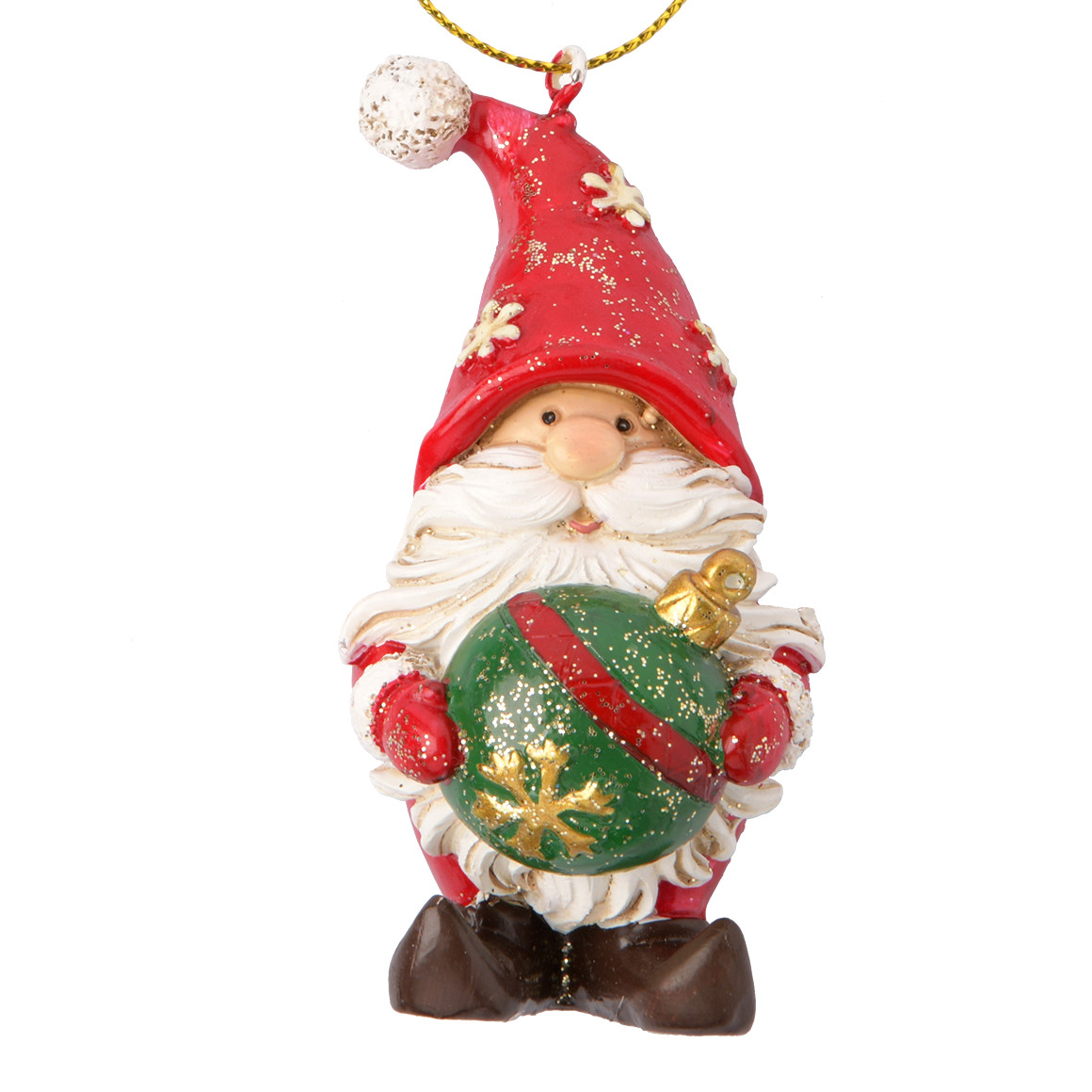 Dekofigur Weihnachtsmann mit Aufhängeschlaufe rot / weiss / grün