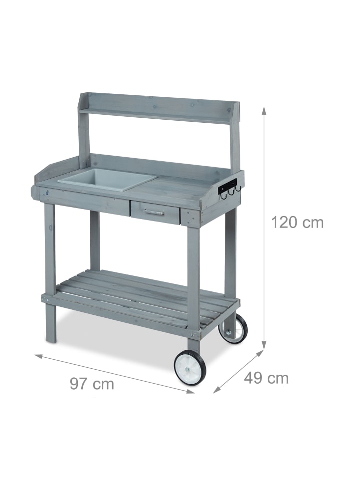 relaxdays Pflanztisch in Grau - (B)97 x (H)120 x (T)49 cm günstig kaufen onesize