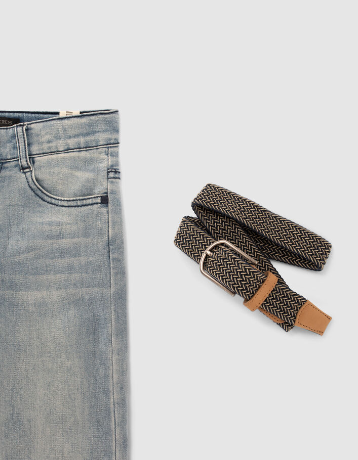 Jean slim bleu avec ceinture tressée garçon