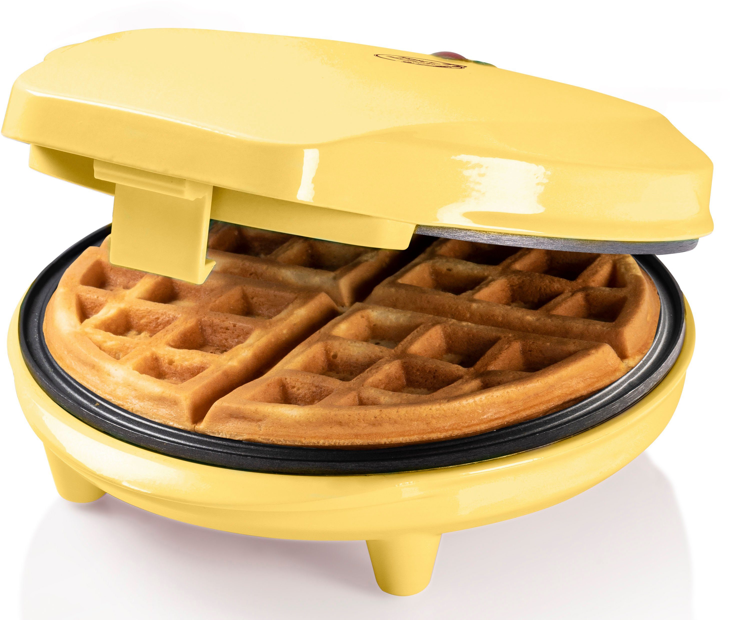 bestron Waffeleisen ABWR730V für eine XL Brüsseler Waffel Ø 18cm, 700 W, mit Backampel & Antihaftbeschichtung, Gelb