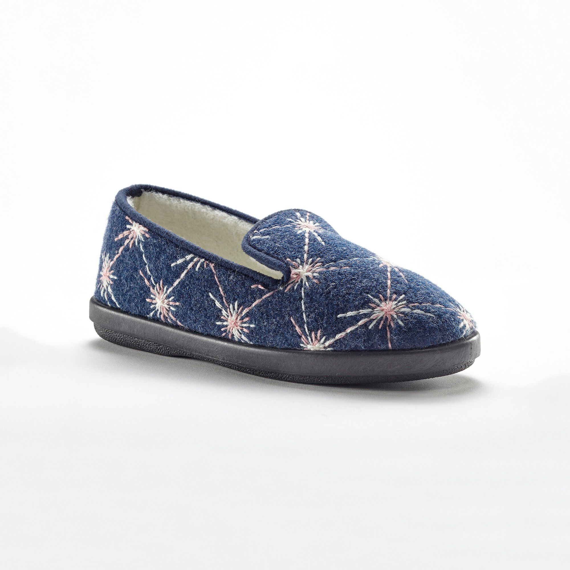 Chaussons fourrés brodés
