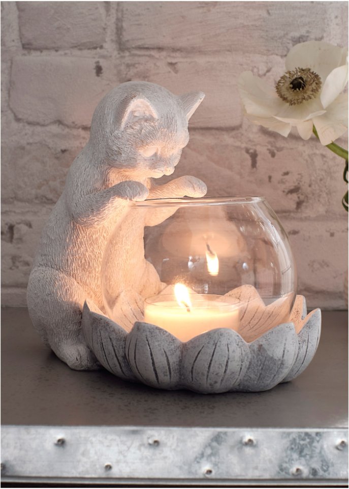 Teelichthalter Katze