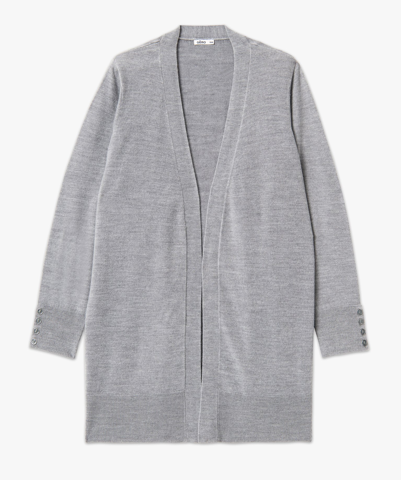 Gilet femme grande taille coupe longue gris | GEMO
