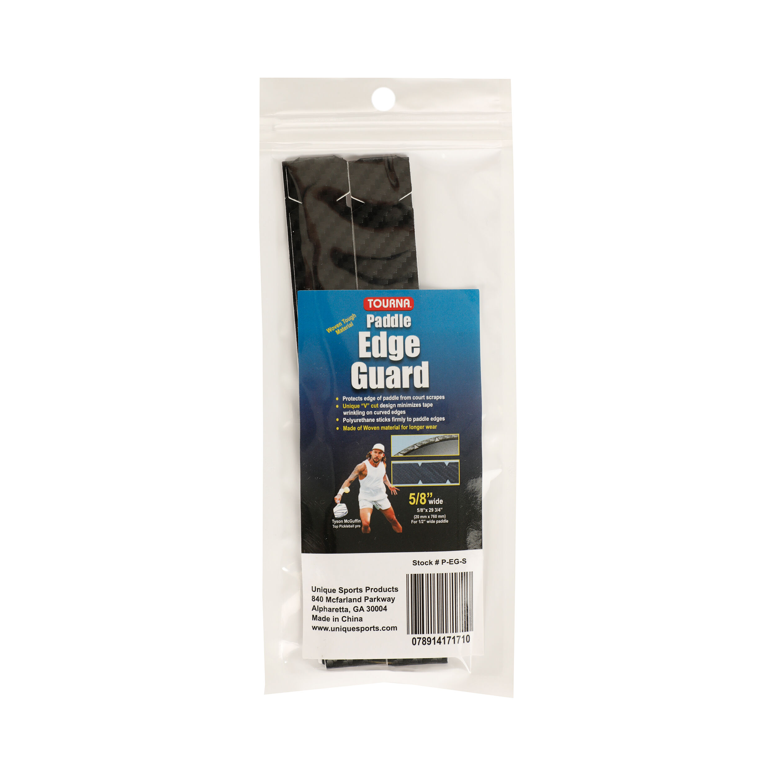 Padel Edge Guard Wooven 15mm Pickleball Rahmenschutzband - Schwarz