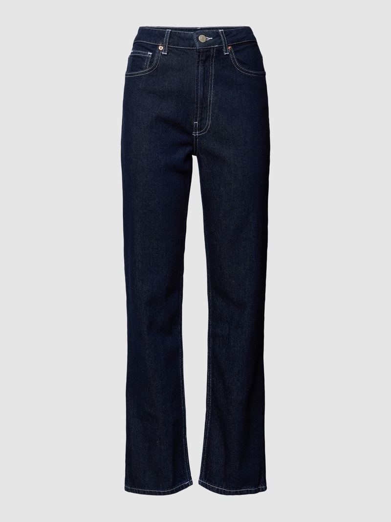 Bootcut Jeans mit Kontrastnähten in dunkelblau