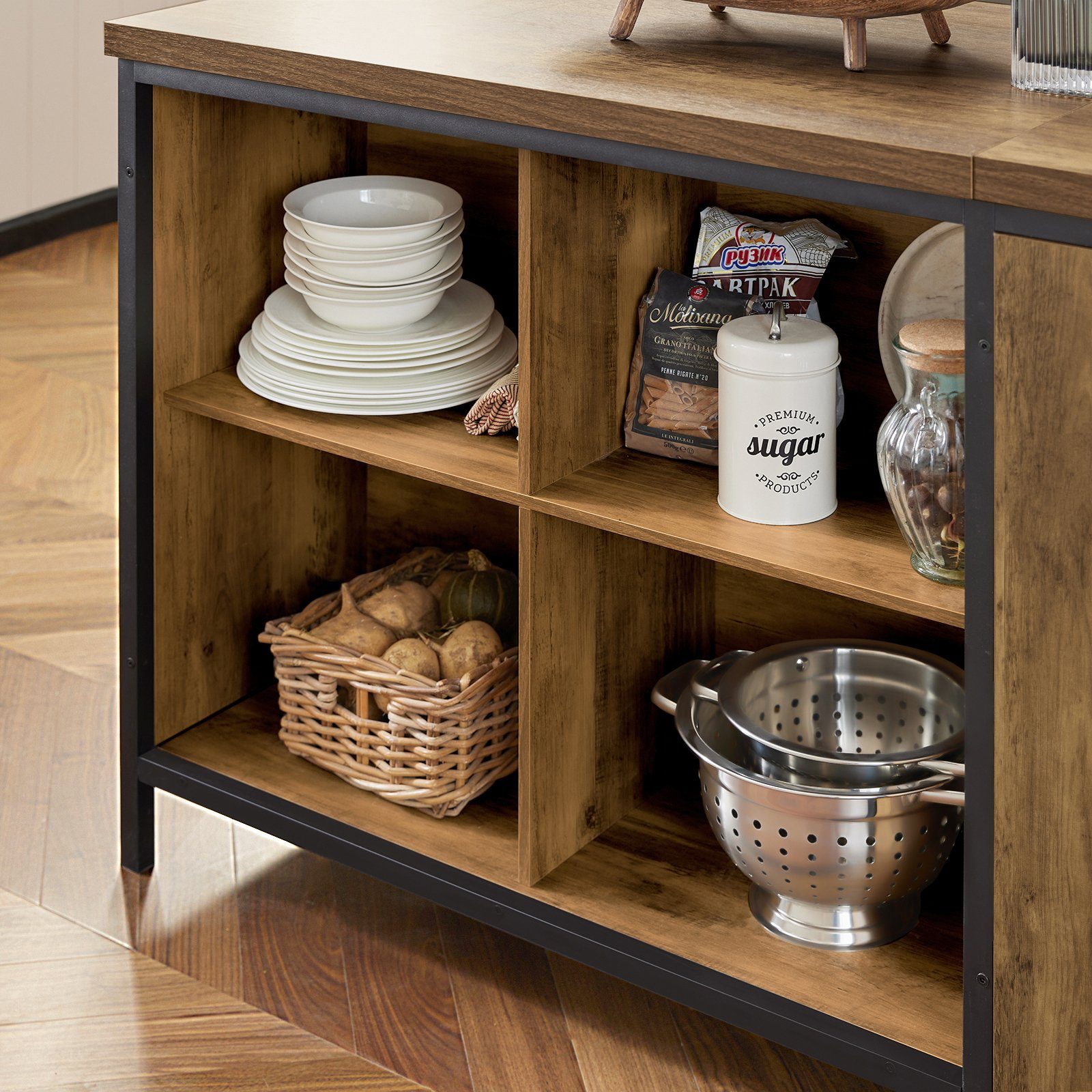 SoBuy Küchenbuffet KNL01 Kücheninsel freistehend Küchenschrank Highborad Kommode Sideboard