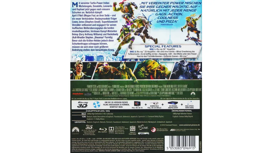 Teenage Mutant Ninja Turtles - Out of the Shadows  (+ Blu-ray 2D)