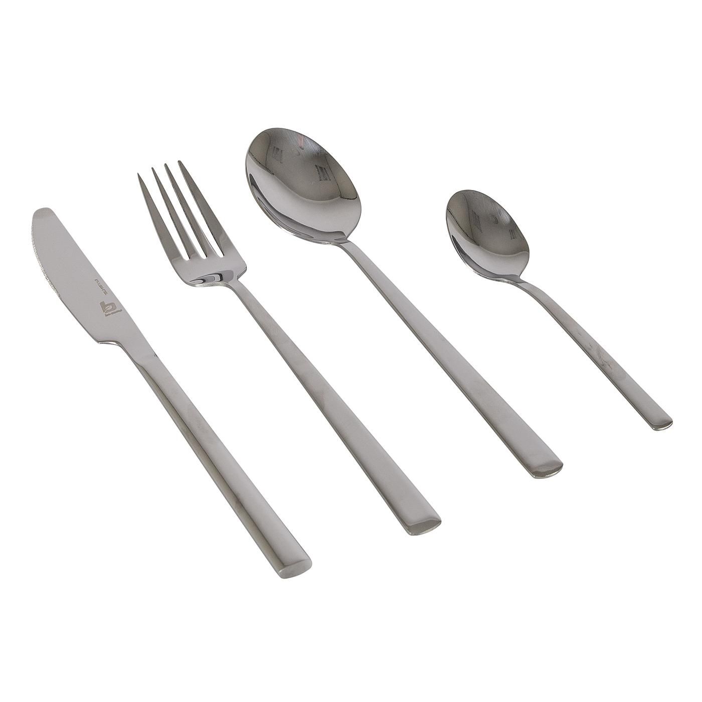 Bo-Camp silbernes 4-Personen Besteckset