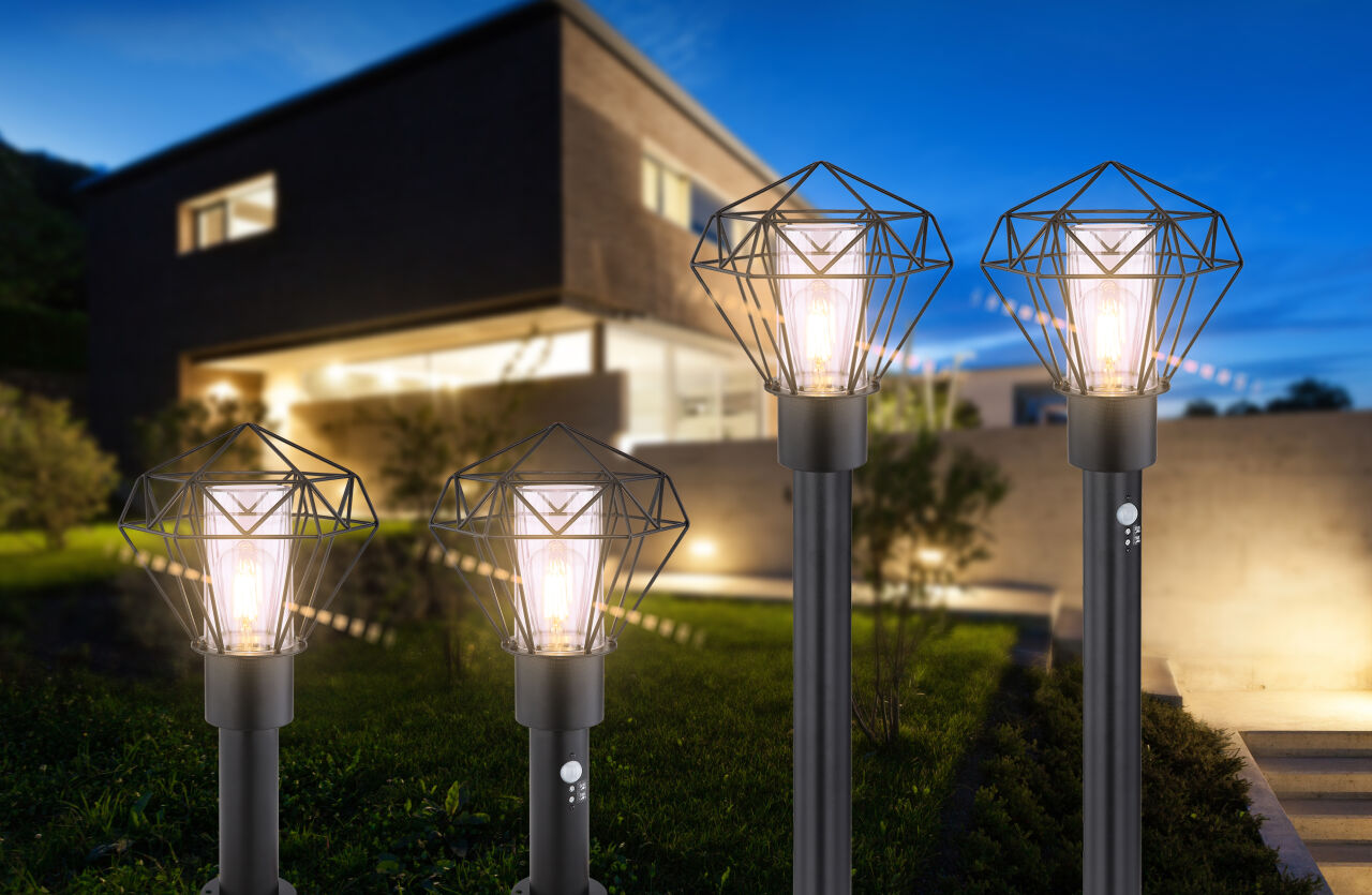 Globo Lighting - HORACE - Außenleuchte Edelstahl schwarz, 1x E27 LED