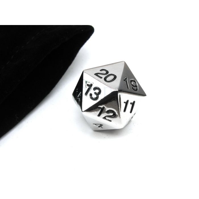 Metal Würfel 22mm D20 mit Beutel