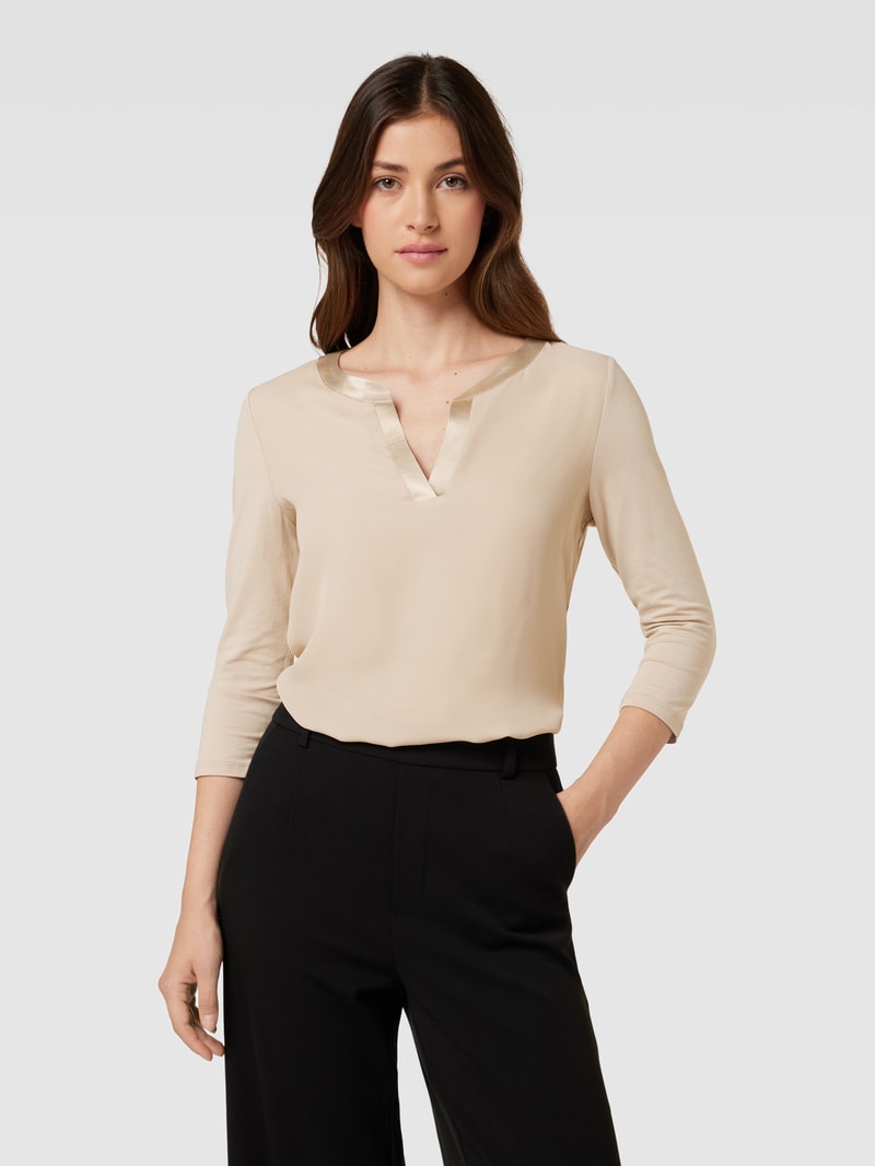 Blusenshirt mit V-Ausschnitt in sand