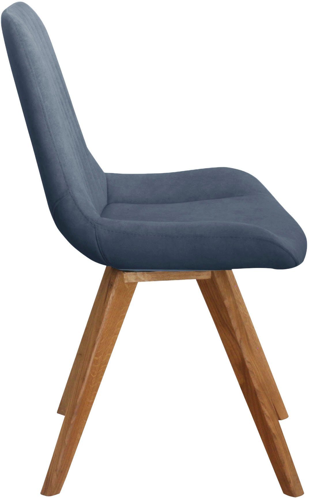 Home affaire Schalenstuhl Bratislava (Set, 2 St), Gestell Eiche massiv geölt, Easy Care-Stoff