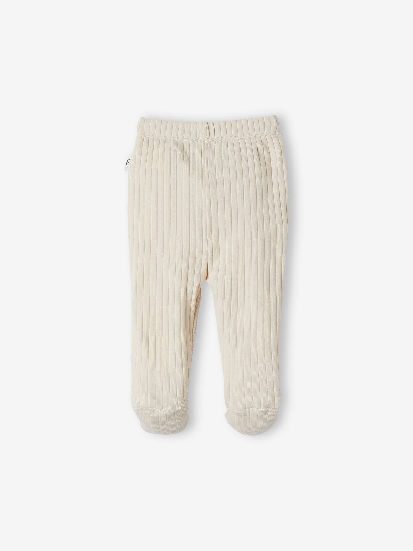 Lot de 2 pantalons bébé avec pieds sable