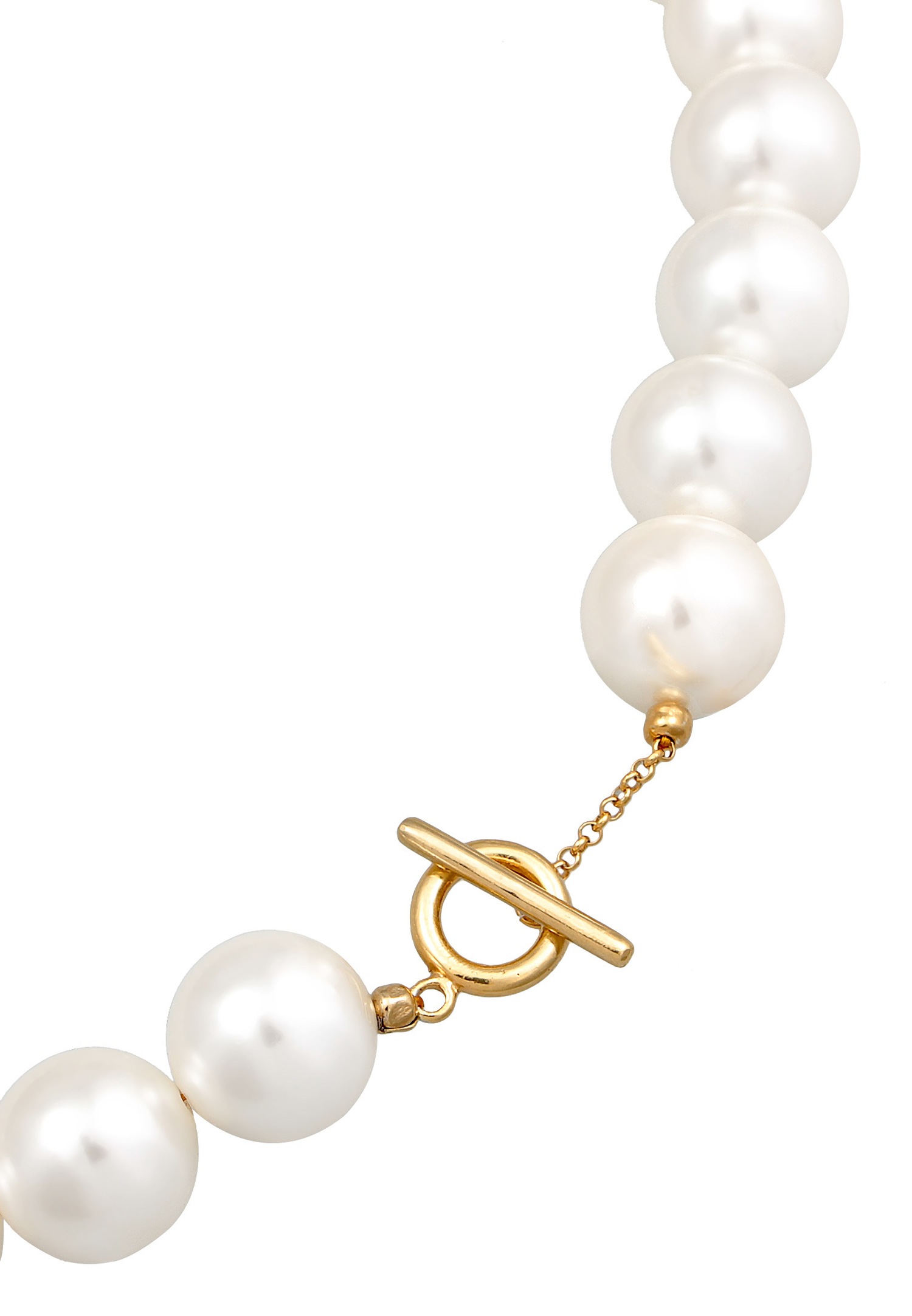 Chiusura a T trendy da donna Elli con perline a conchiglia in argento sterling 925 placcato oro