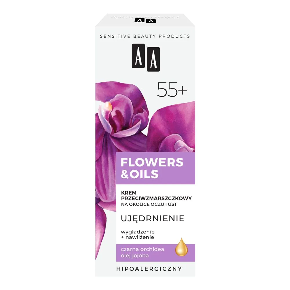 AA Flowers & Oils 55+ stangrinamasis kremas nuo raukšlių akių ir lūpų sričiai