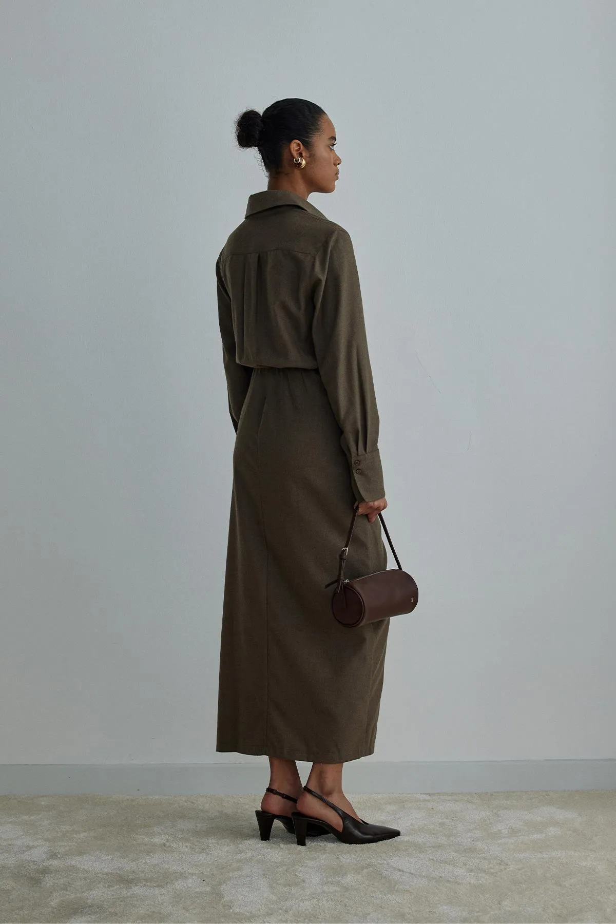 Suud Collection  Braunes Goldie Wickelkleid
