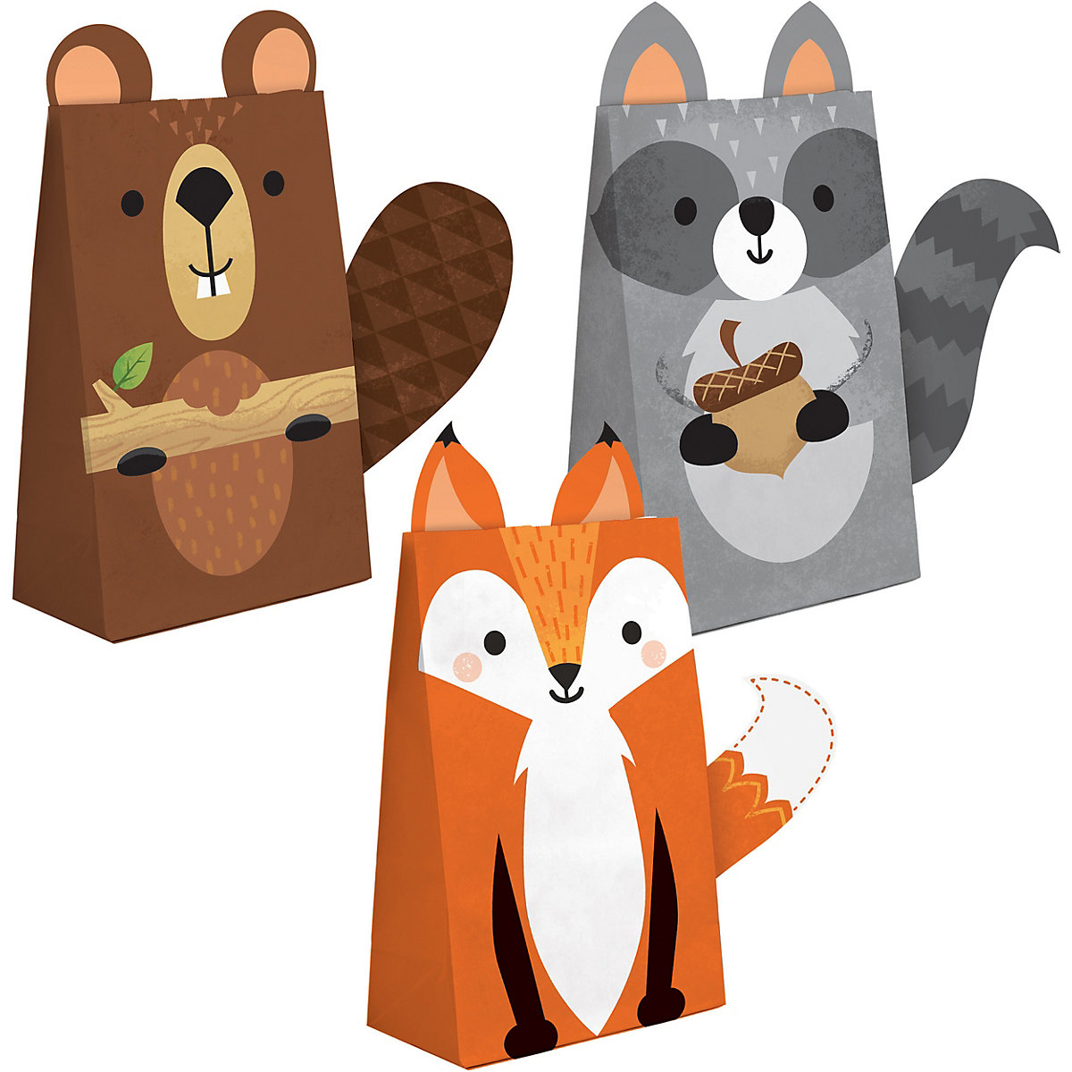 Geschenktüte Mitgebseltüte Fuchs, Papier, 24 x 12 cm, 8 Stück