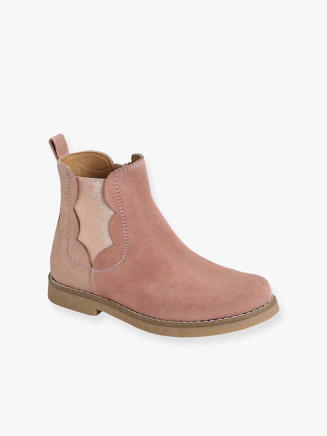 Vertbaudet Mädchen Boots mit Reißverschluss, Glanzeffekt - braun