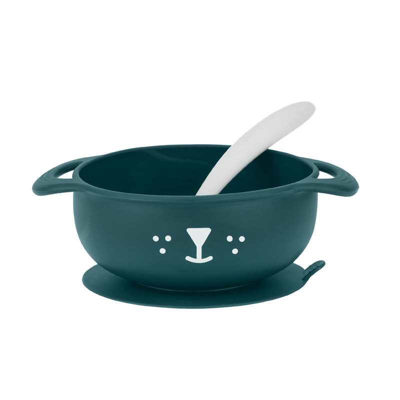 Bol avec cuillère Tast'isy chien en silicone bleu canard Babymoov