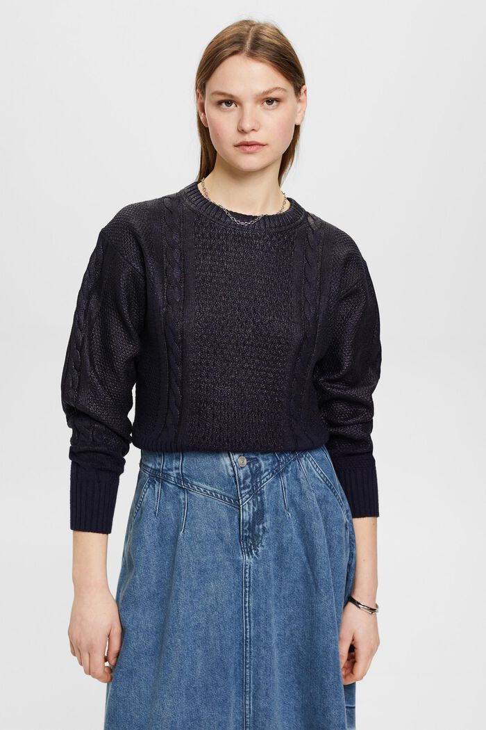 Zopfpullover im Metallic-Look