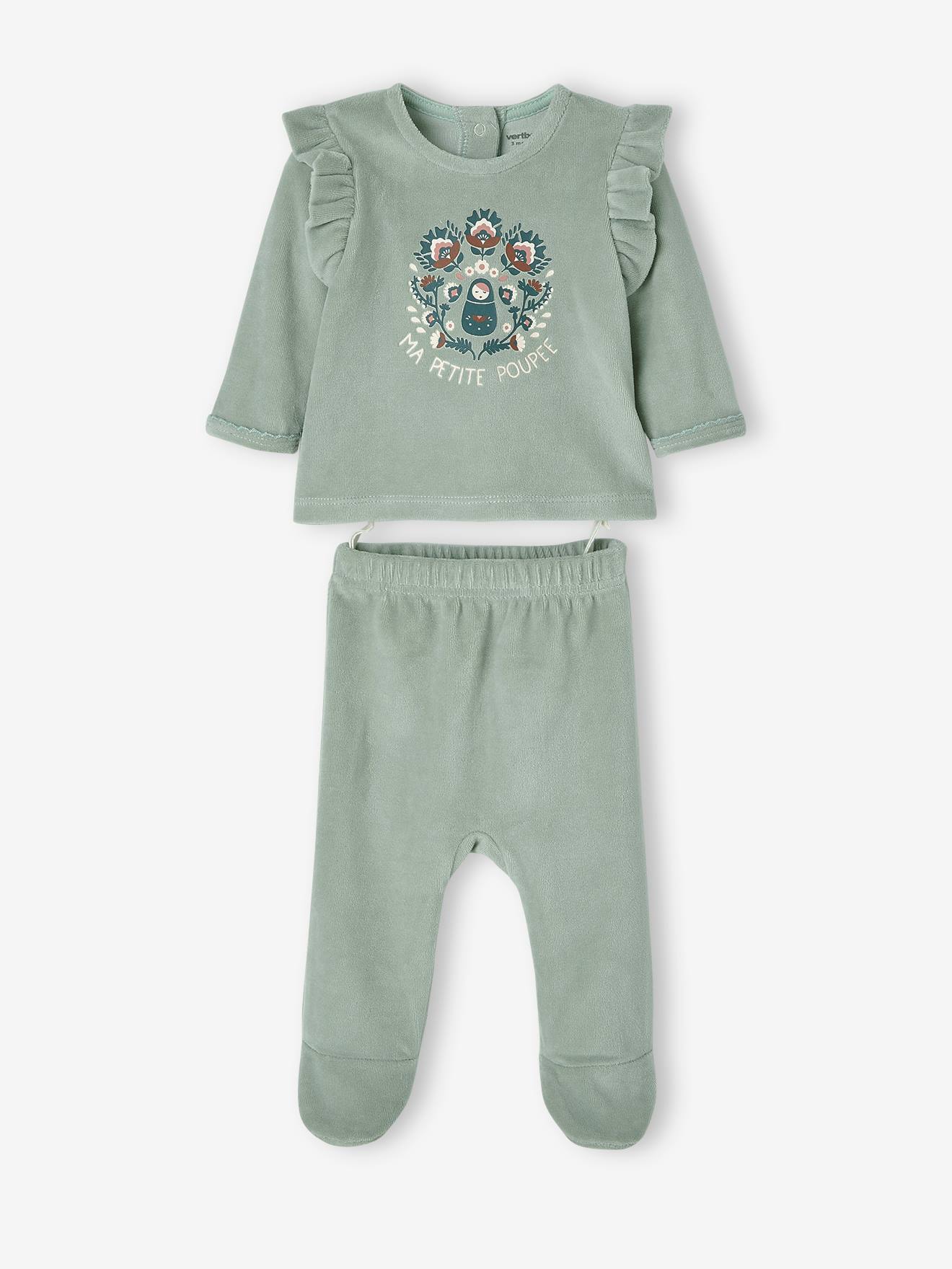 Lot de 2 pyjamas en velours bébé fille lot ivoire