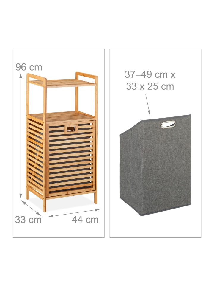 relaxdays Badregal mit Wäschekorb - (B)44 x (H)96 x (T)33 cm günstig kaufen onesize