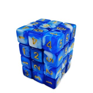Spielwürfel W6 - Blau Weiss 12 mm (36)
