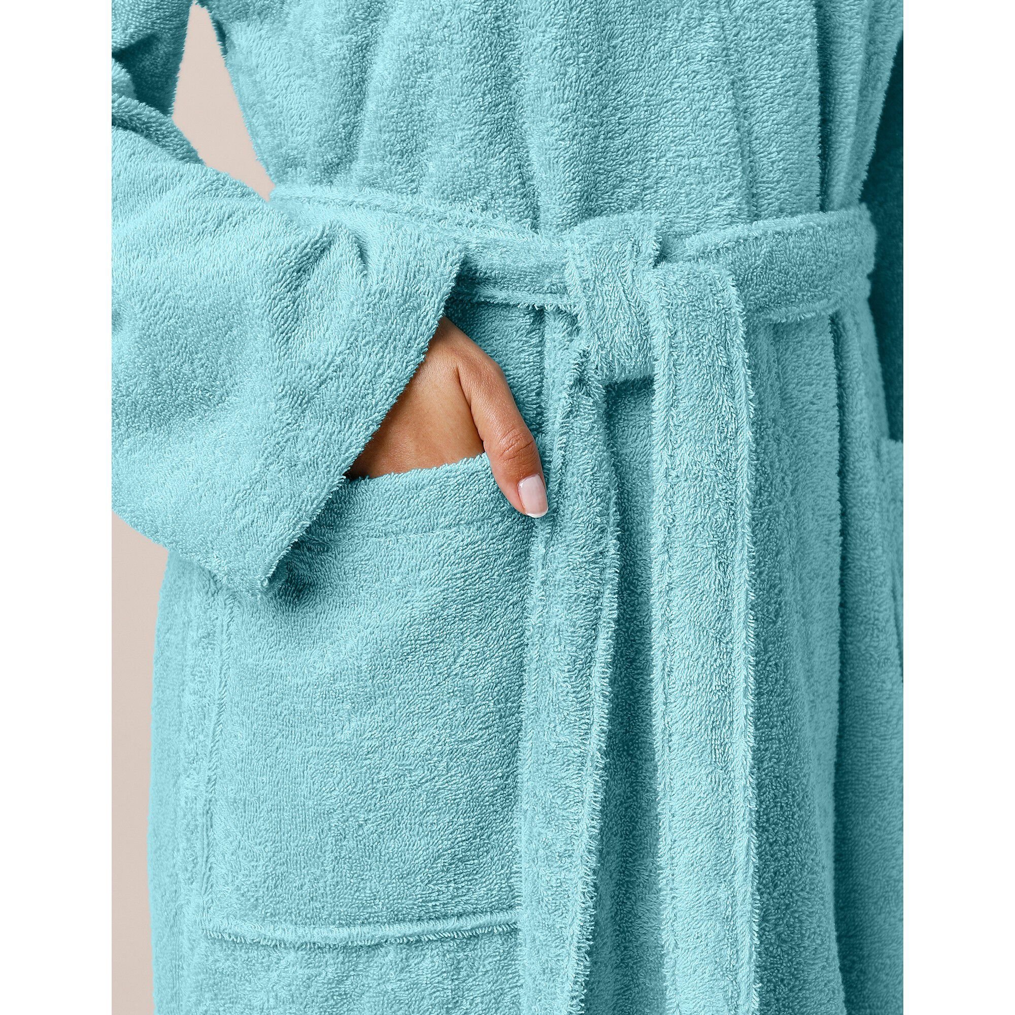Peignoir mixte adulte uni coton éponge bouclette col kimono personnalisé