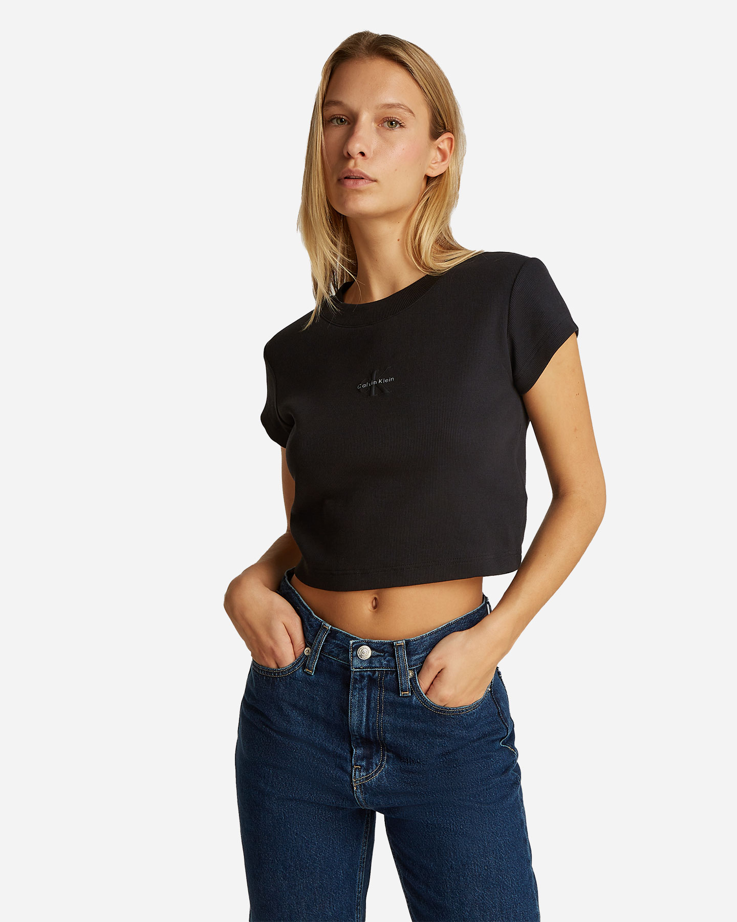 Calvin Klein Jeans T-shirt met ribbels en monogram W LV047AB802-UB1
