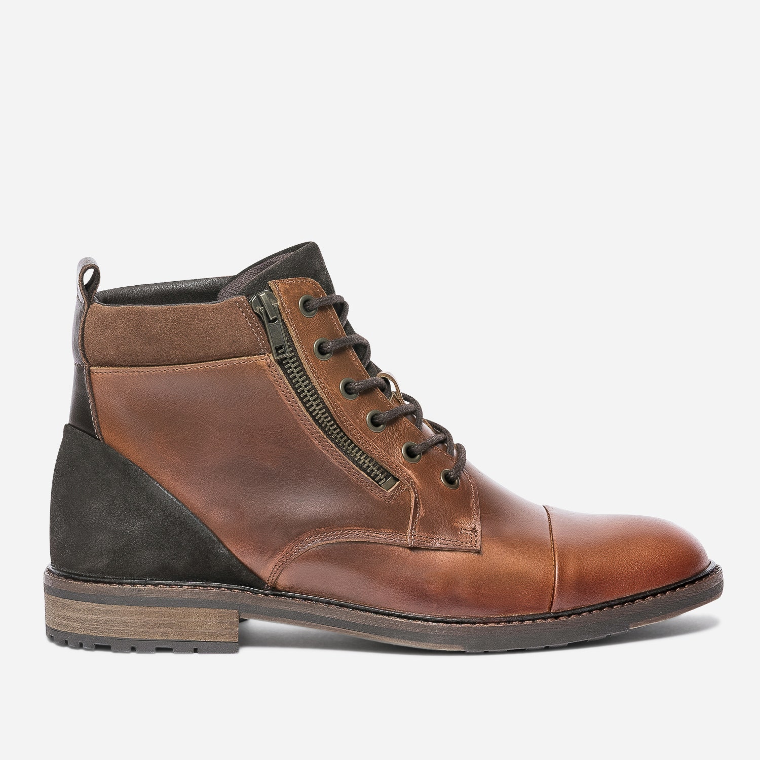 Boots à lacet cognac en cuir