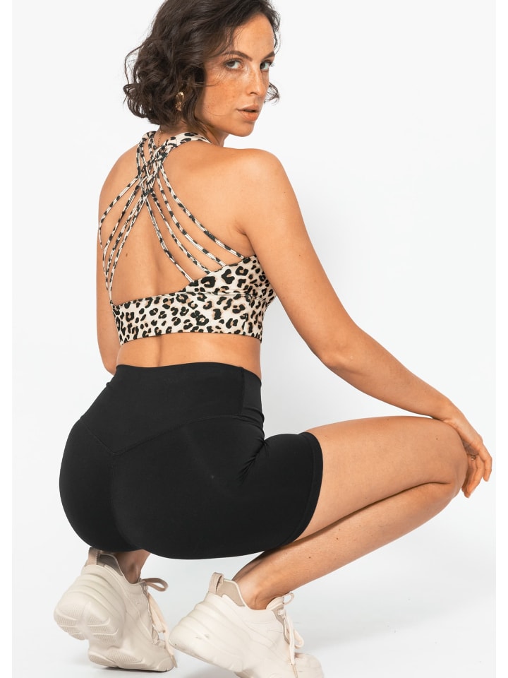 SASSYCLASSY Crop Sport-BH mit Kreuz Rücken in Beige günstig kaufen